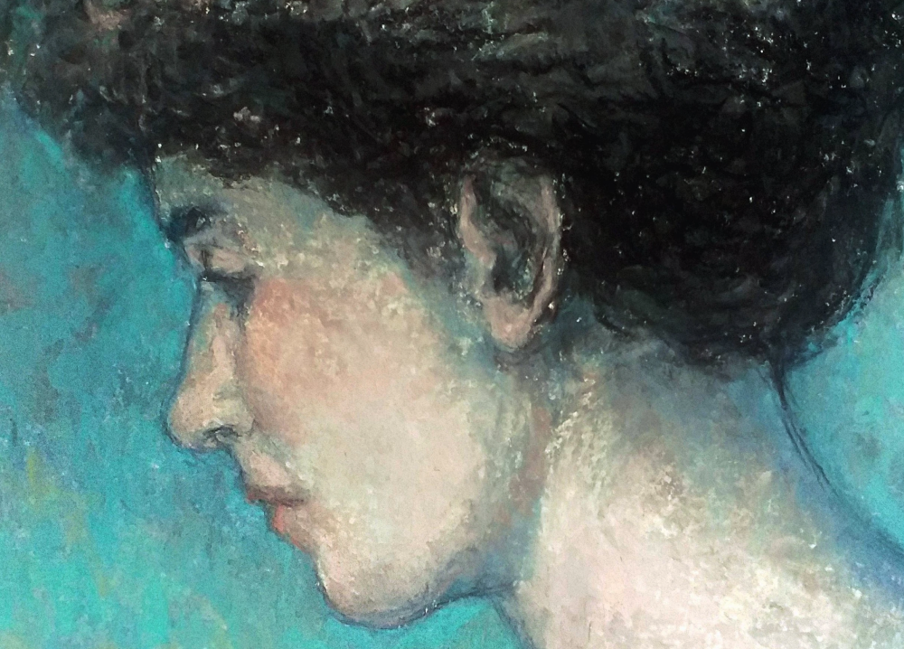 Portrait au pastel femme blonde - Michel Marques